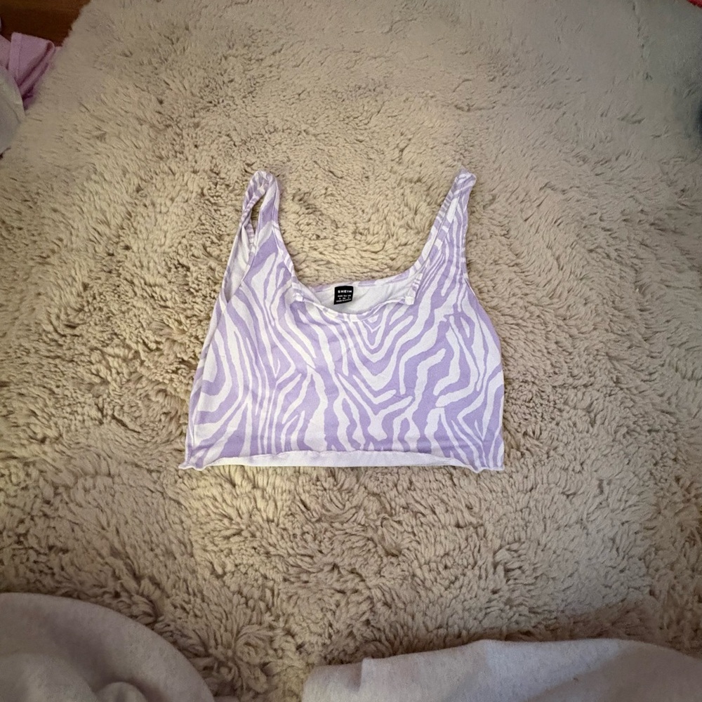 SHEIN Purple Zebra Print Crop Top